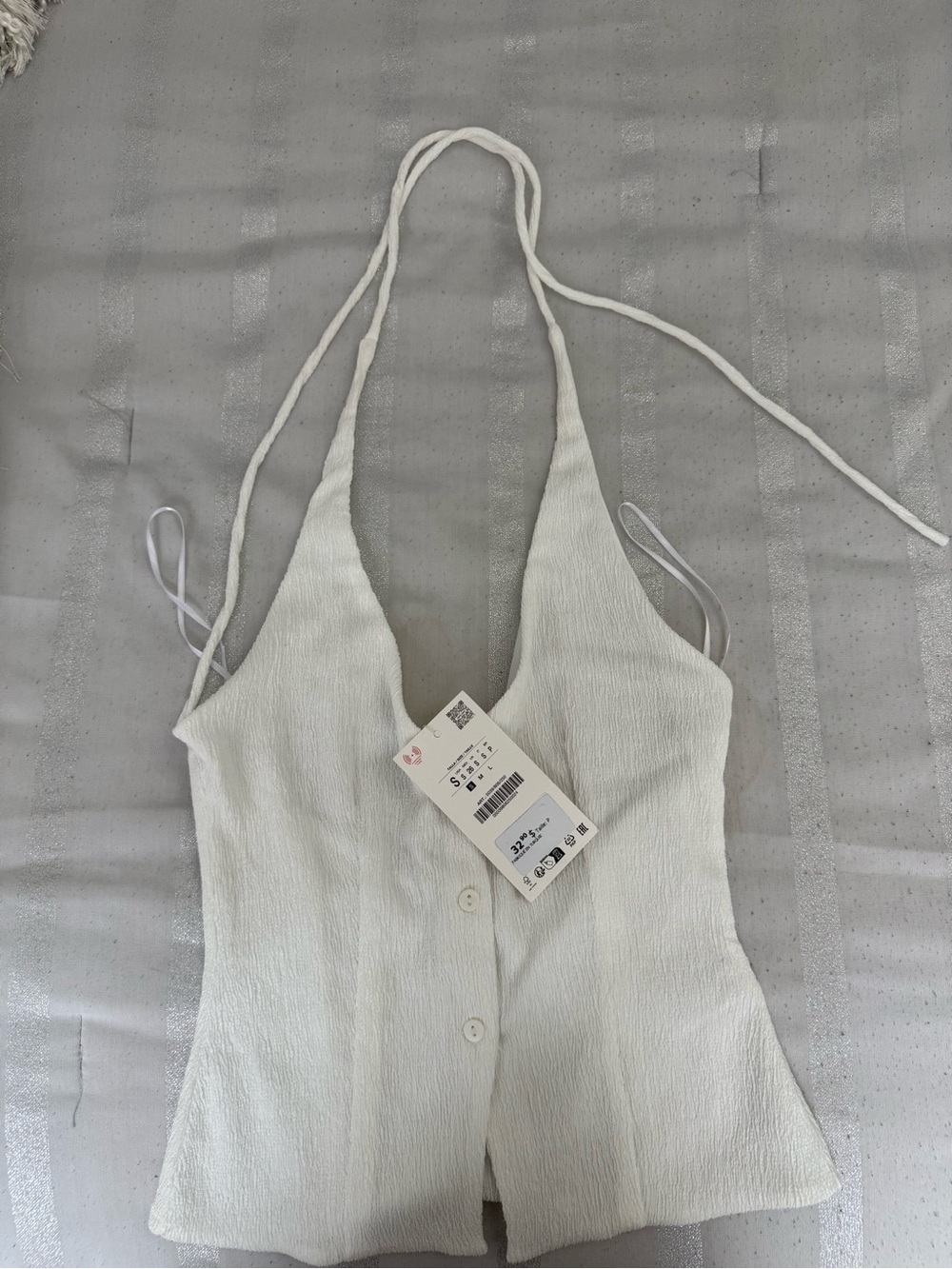 Zara Women’s White Halter Button-Front Top